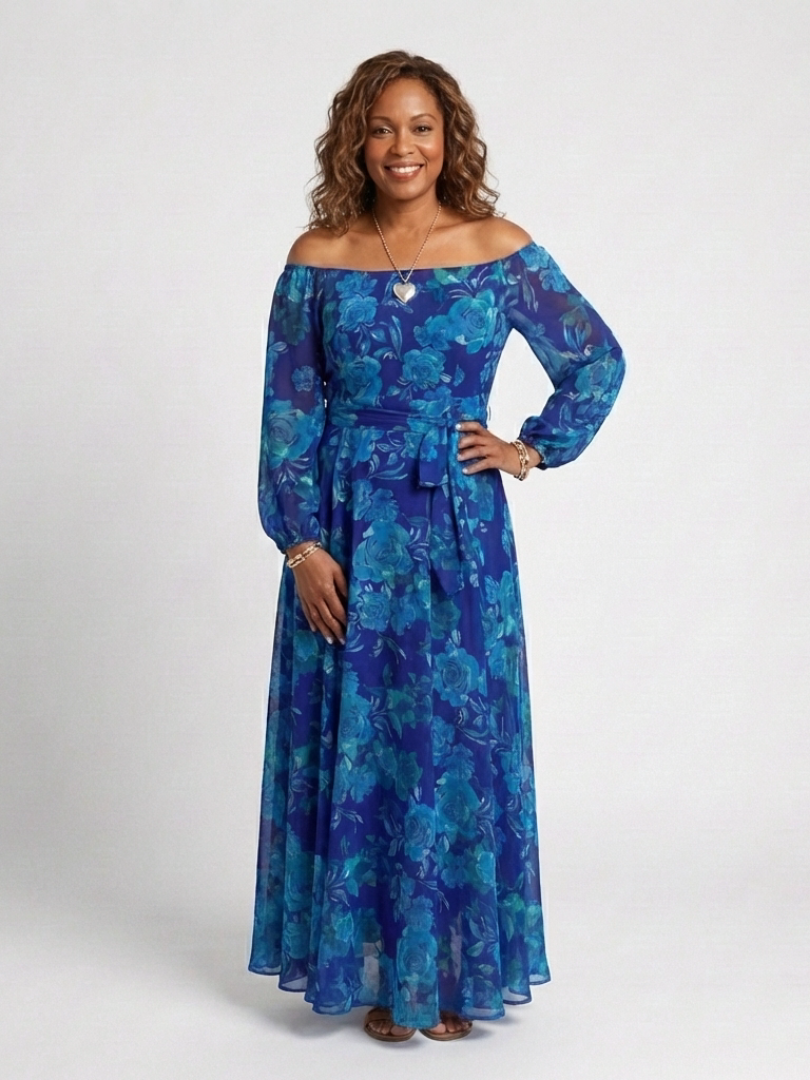 Alina – Elegantes schulterfreies Maxikleid für Damen - Image 5