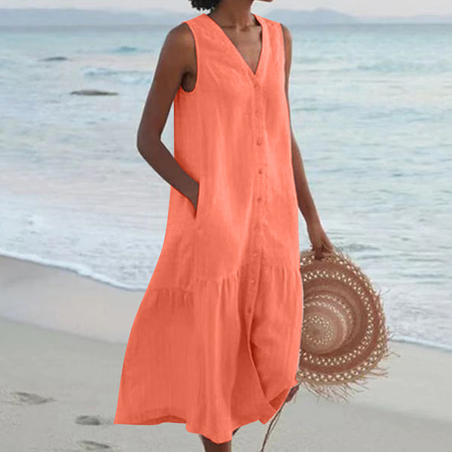 Sarah – Women Sleeveless Buttoned Dress - Image 5