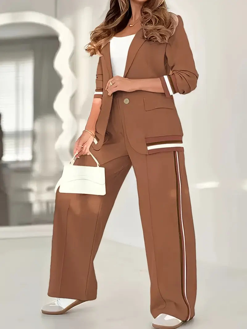 Set featuring a blazer and wide-leg pants for women with a sporty touch - J&B; - 8 - Elvaroza.com