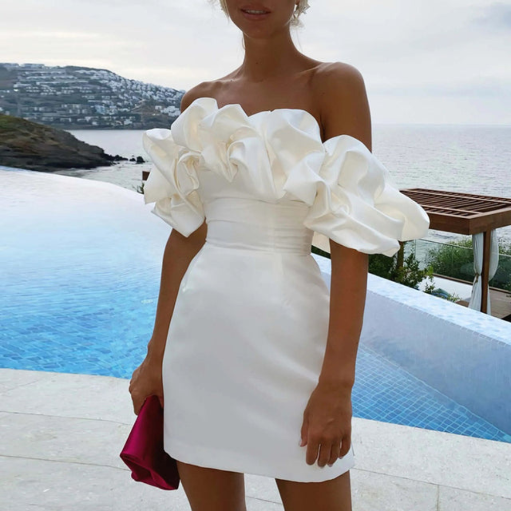Clara – Women Ruffled Off-Shoulder Mini Dress - Image 1