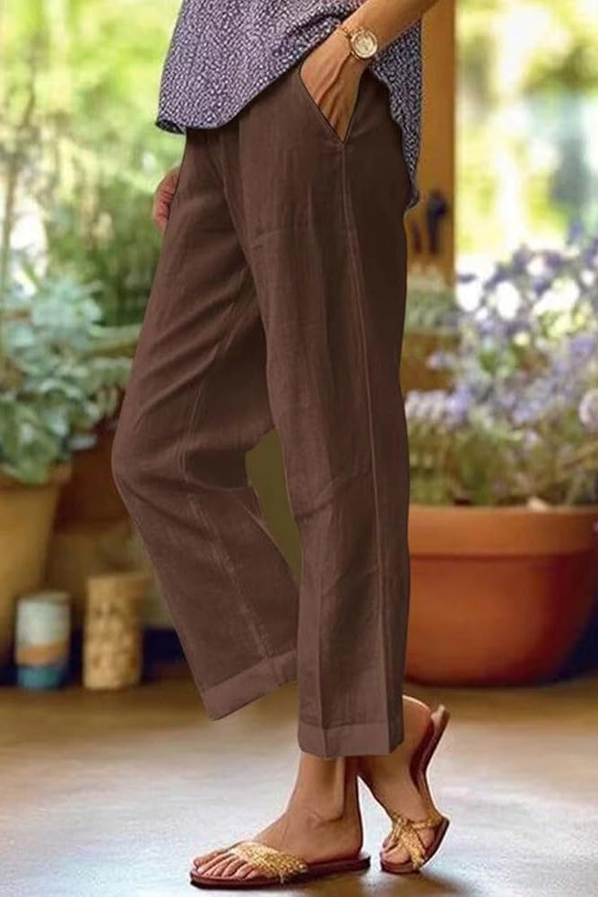 Samantha – Women Relaxed Fit Linen Pants - Image 2