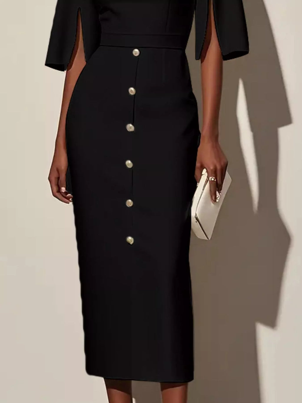 Elvira – Elegant Slit Sleeve Dress - Image 3