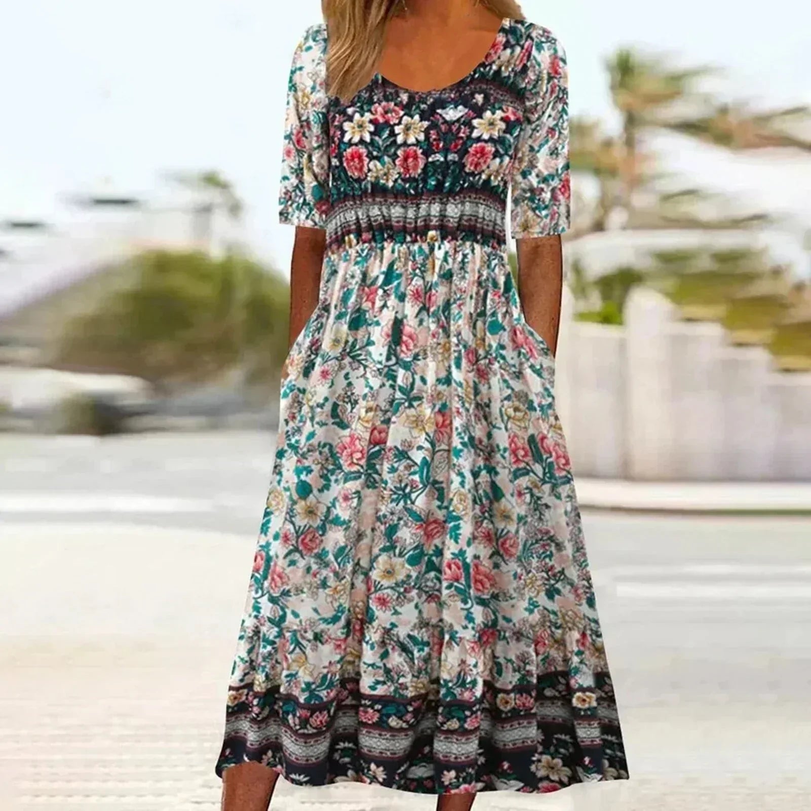 Amelia –  Round Neck Short Sleevei Dress - Image 16