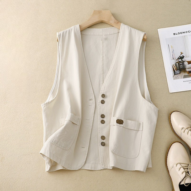 Emma – Women’s Relaxed Button Vest - Image 1