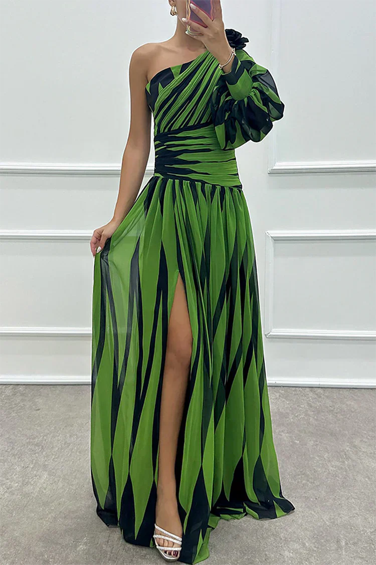 Julia – Women Striped One Shoulder Dress - Image 2