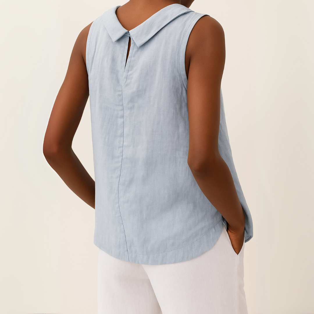 Greta – Sleeveless Roll Collar  Blouse - Image 4