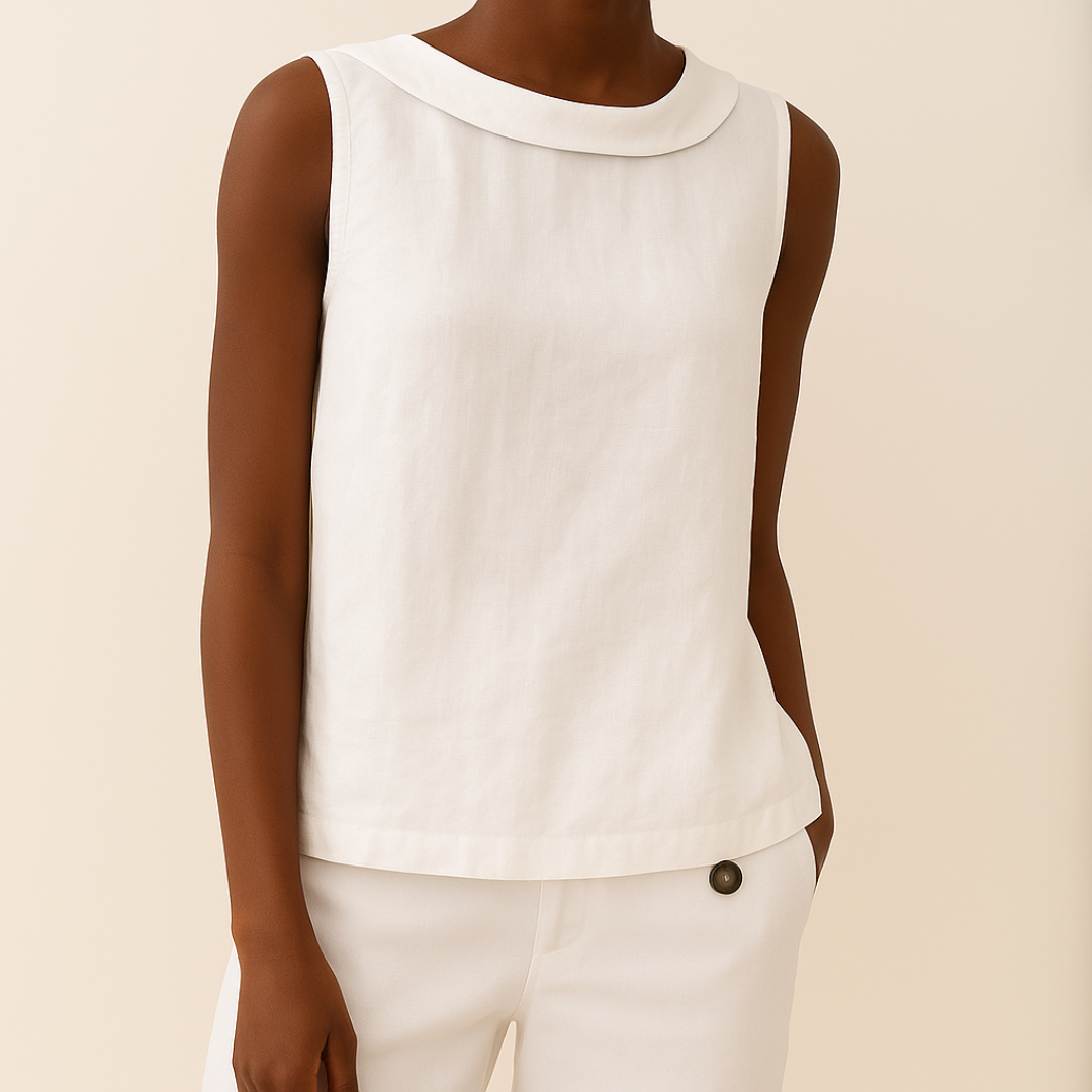 Greta – Sleeveless Roll Collar  Blouse - Image 6