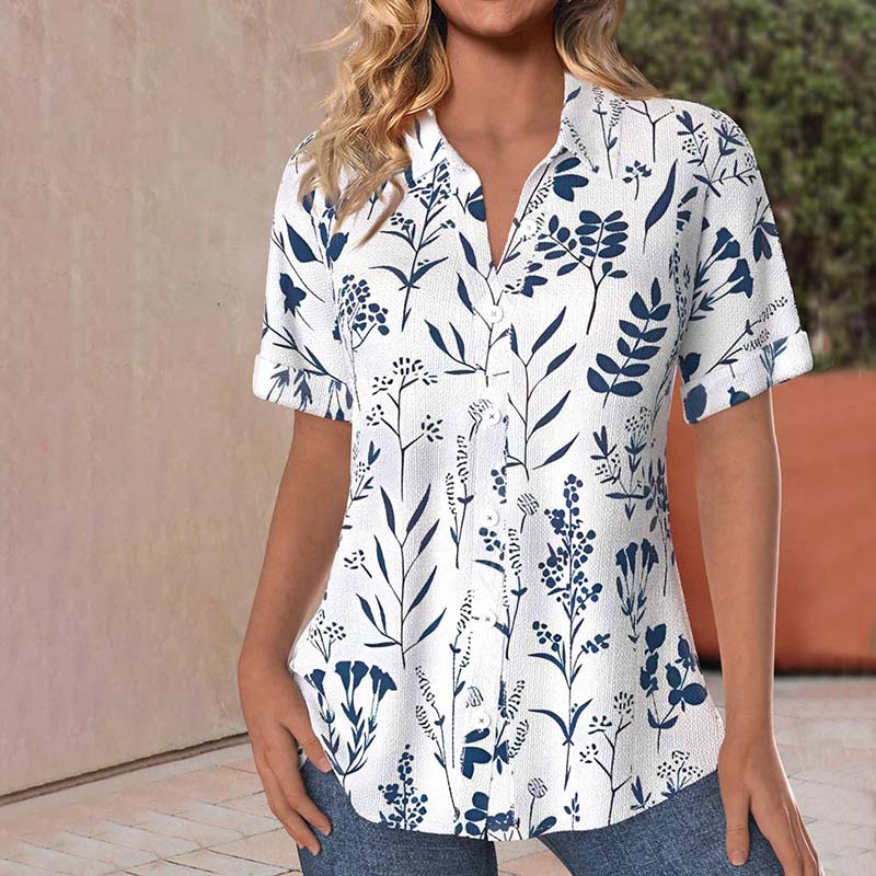 Theresa – Floral Print Button-Down Blouse - Image 1