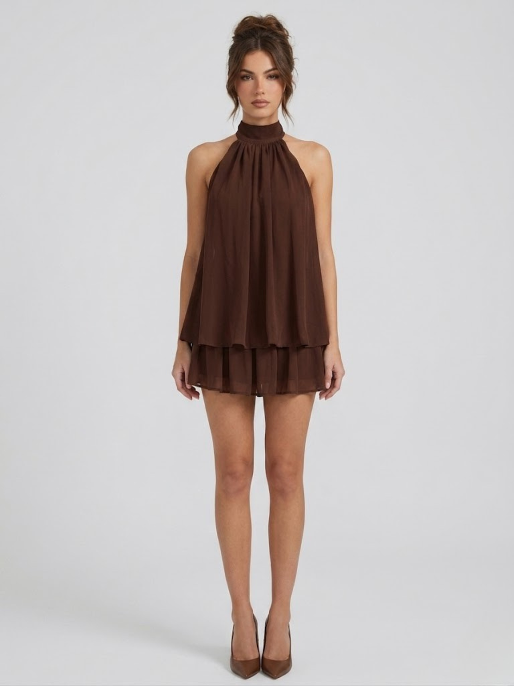 Verena – Flowy Halter with High Neck Dress - Image 13
