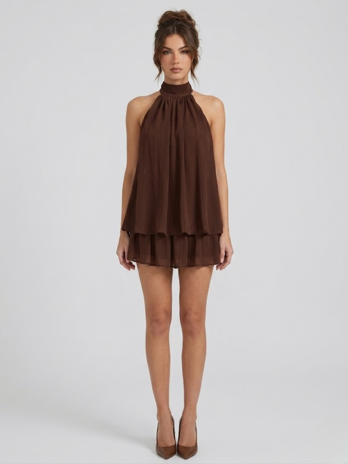 Verena – Flowy Halter with High Neck Dress - Image 13