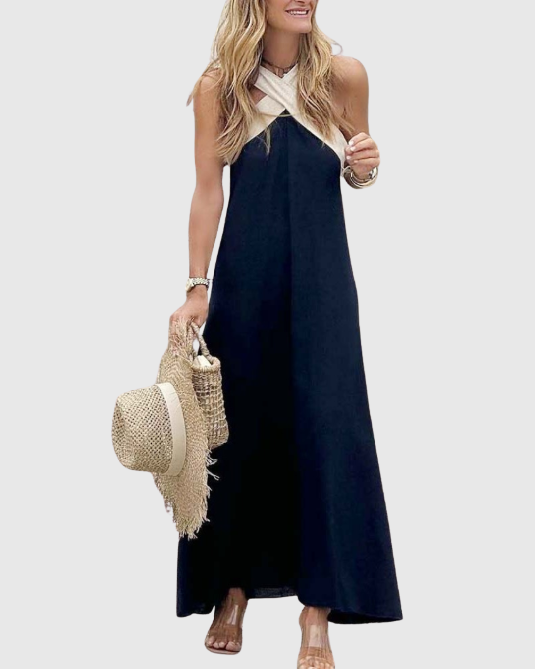 Annemarie – Elegant Cross Neck Dress - Image 9