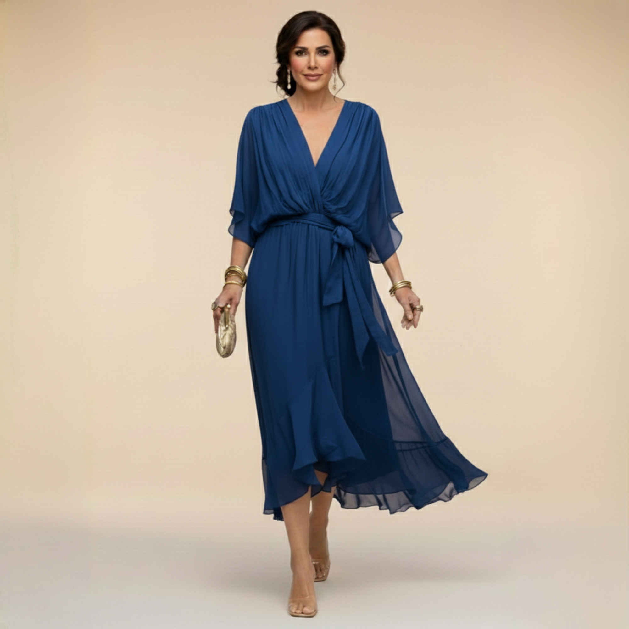Erika – Elegant Flowing V-Neck Dress - Image 4