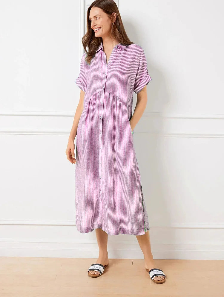 Emma – Women Striped Button-Up Midi Dress - Image 7