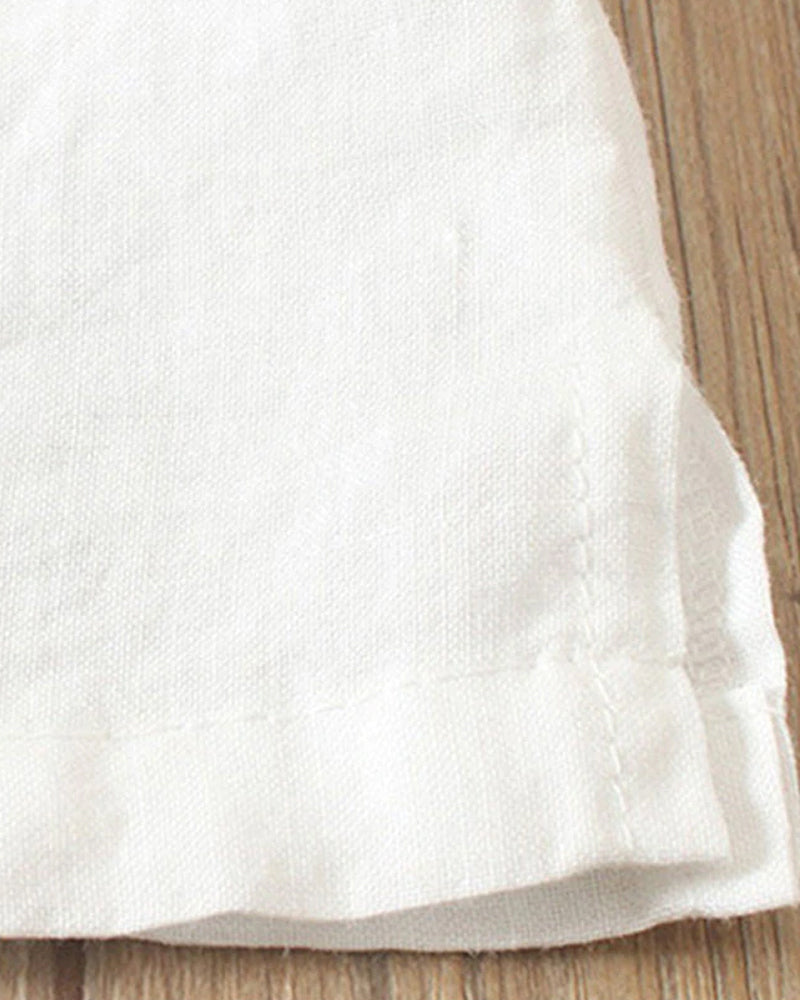 Chic White Blouse Women's Soft Linen Look with Button Detail - Image 3