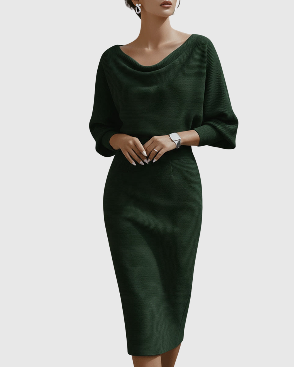Melanie – Elegant Draped Batwing Dress - Image 4