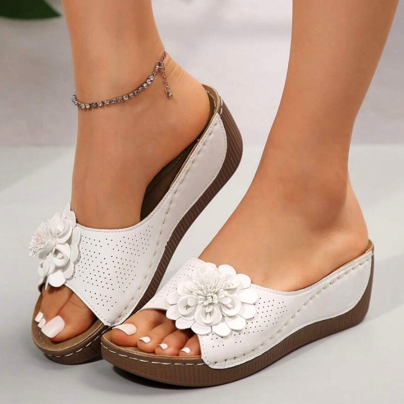 Layla – Floral Slip-On Sandals - Image 1
