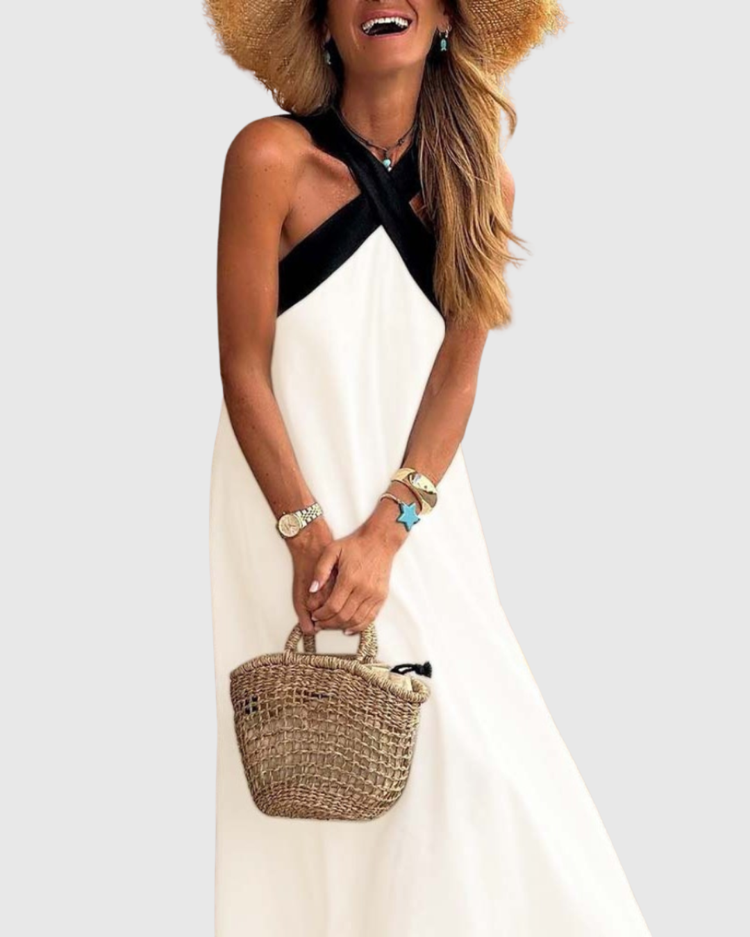 Annemarie – Elegant Cross Neck Dress - Image 1