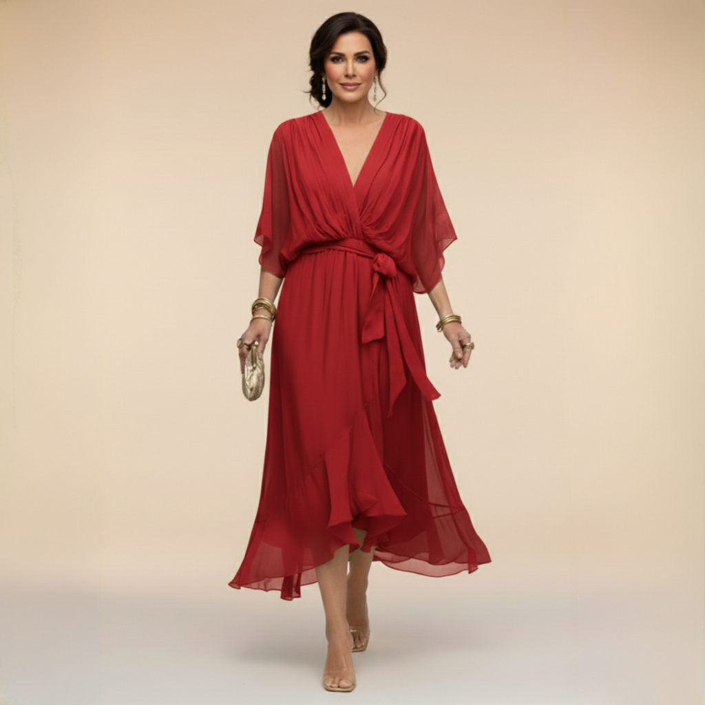 Erika – Elegant Flowing V-Neck Dress - Image 8