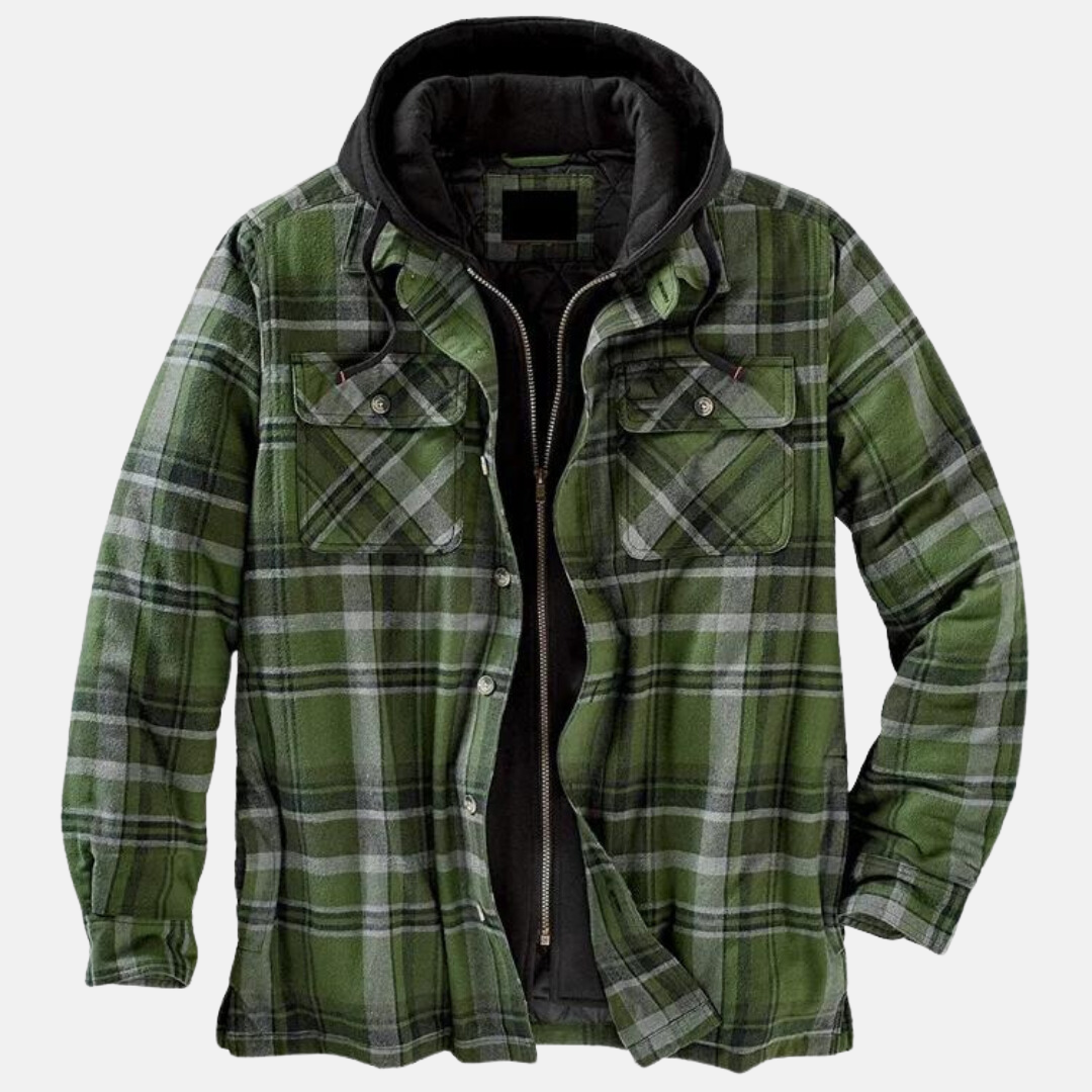 Men's Checkered Jacket with Hood and Button Placket - J&B; - 8 - Elvaroza.com