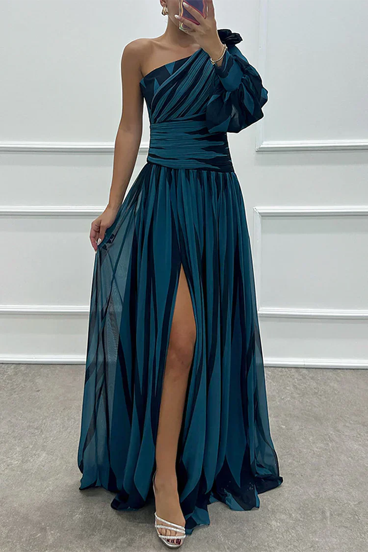 Julia – Women Striped One Shoulder Dress - Image 4