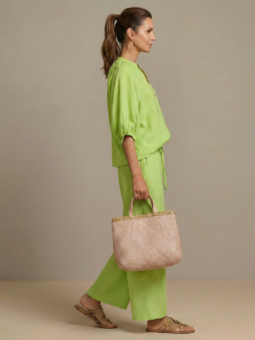 Two-piece set for women in a relaxed fit with puff sleeves and pants - J&B; - 8 - Elvaroza.com