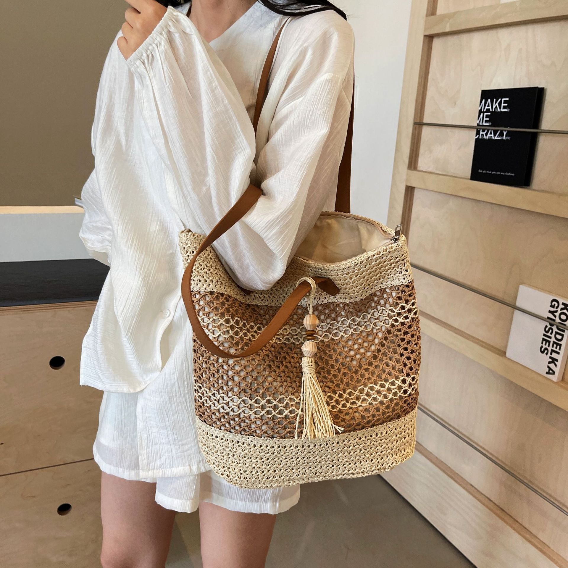 Mara – Stylish Woven Beach Bag - Image 2