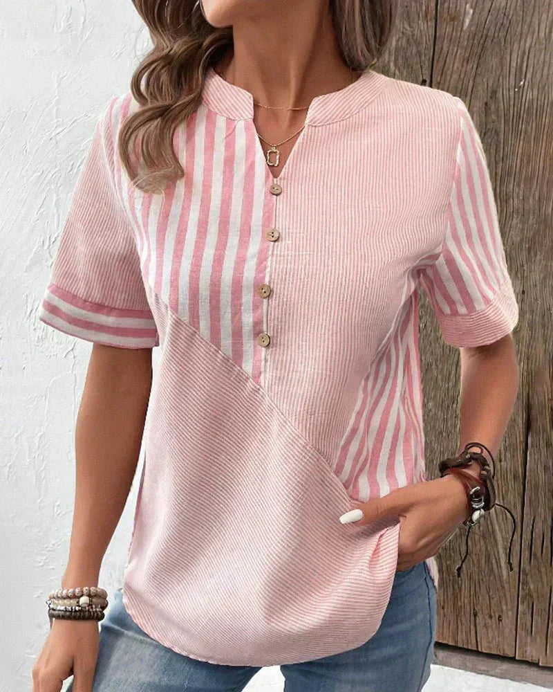 Verena – Women Striped Button-Up Blouse - Image 1