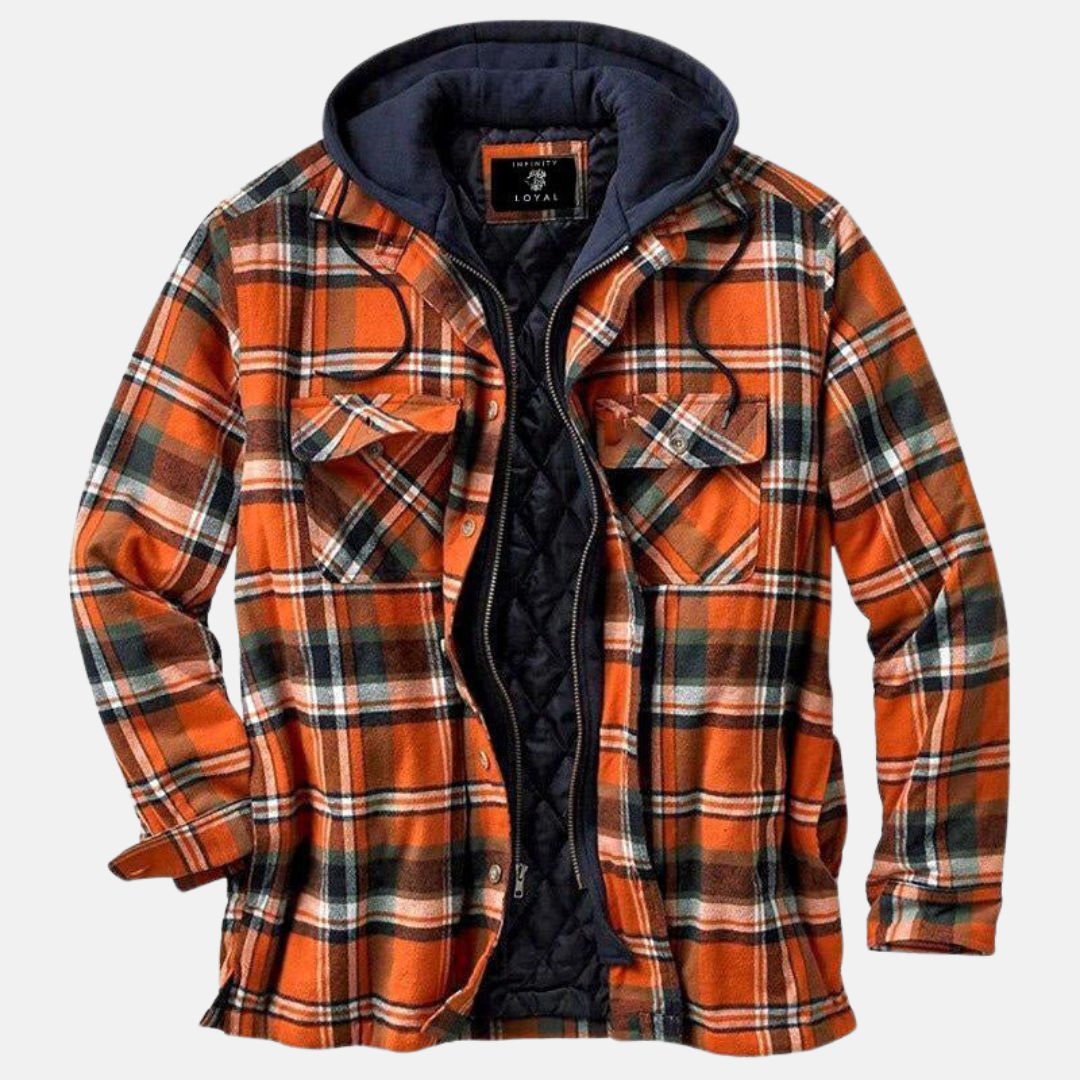 Men's Checkered Jacket with Hood and Button Placket - J&B; - 5 - Elvaroza.com