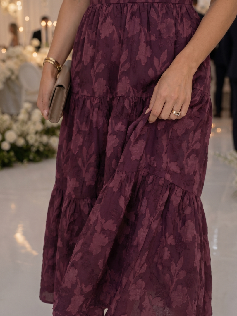 Women's midi dress with a square neckline, puff sleeves, and a floral pattern - J&B; - 9 - Elvaroza.com
