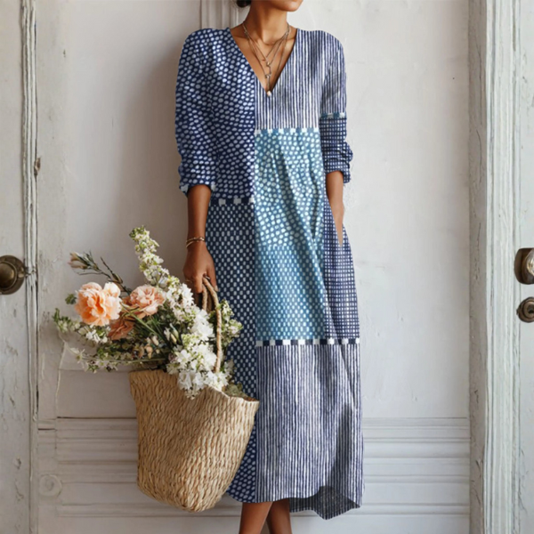 Gisela – Floral Retro Long Sleeves Dress - Image 1