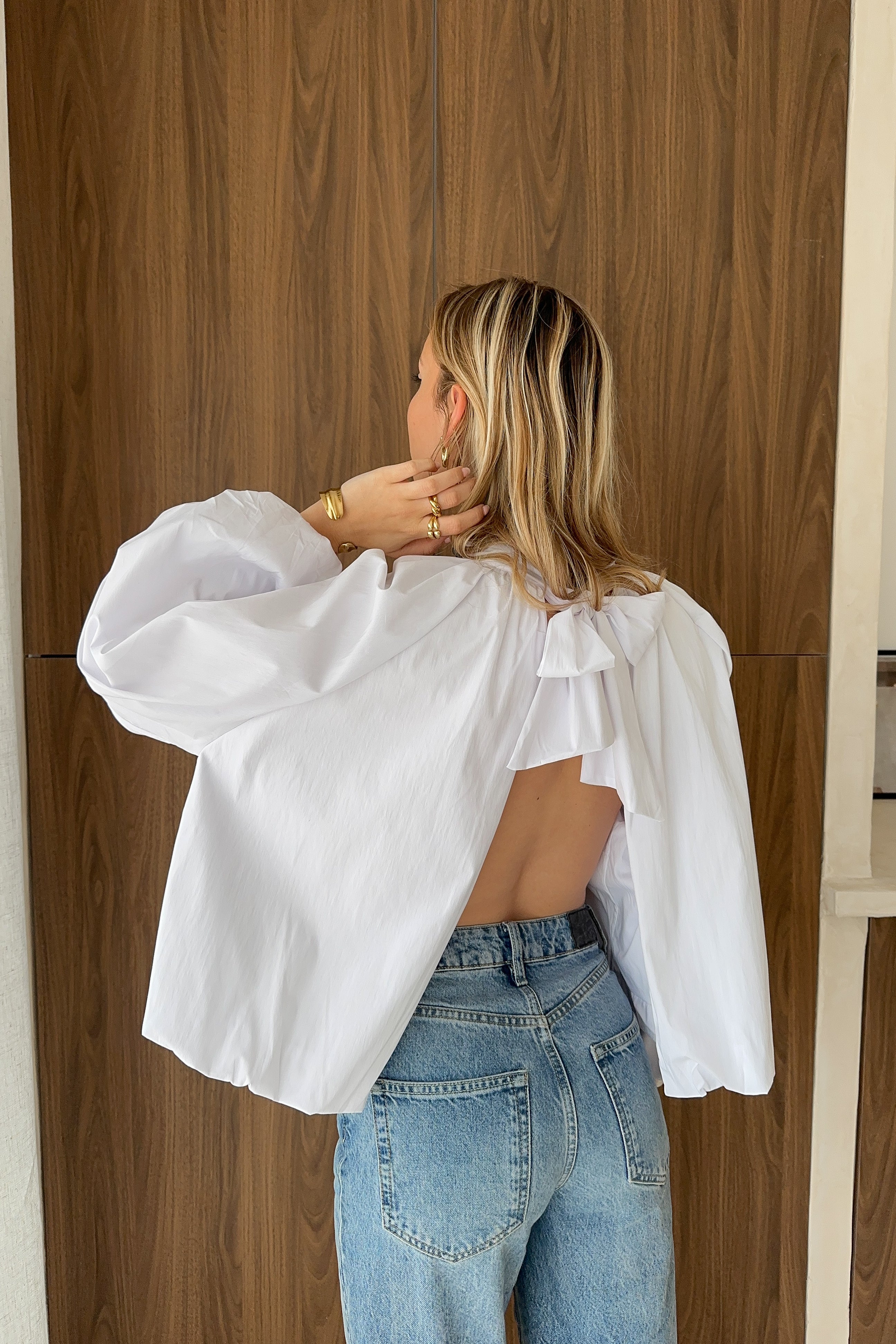 Katrin – Puff-sleeved Stand-collar Blouse - Image 2