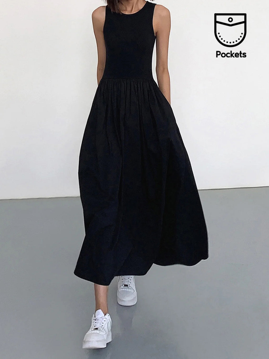Julia – Leisure Crew Neck Long Dress - Image 1