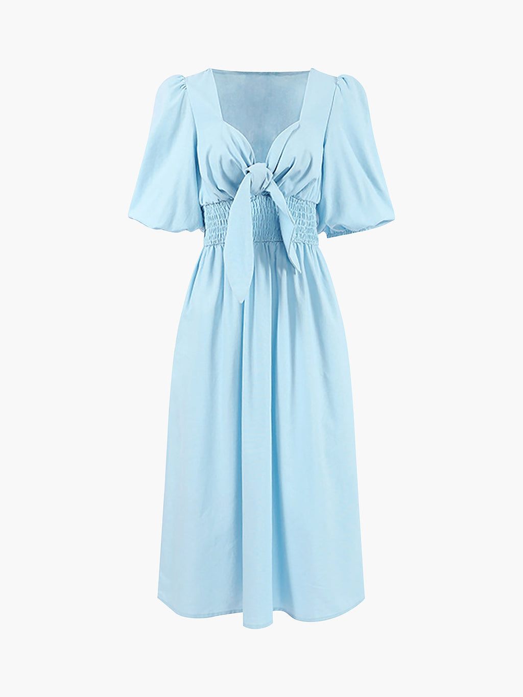 Mia – Midi-Kleid aus Leinen und Baumwolle mit Bindeband vorne - Image 5