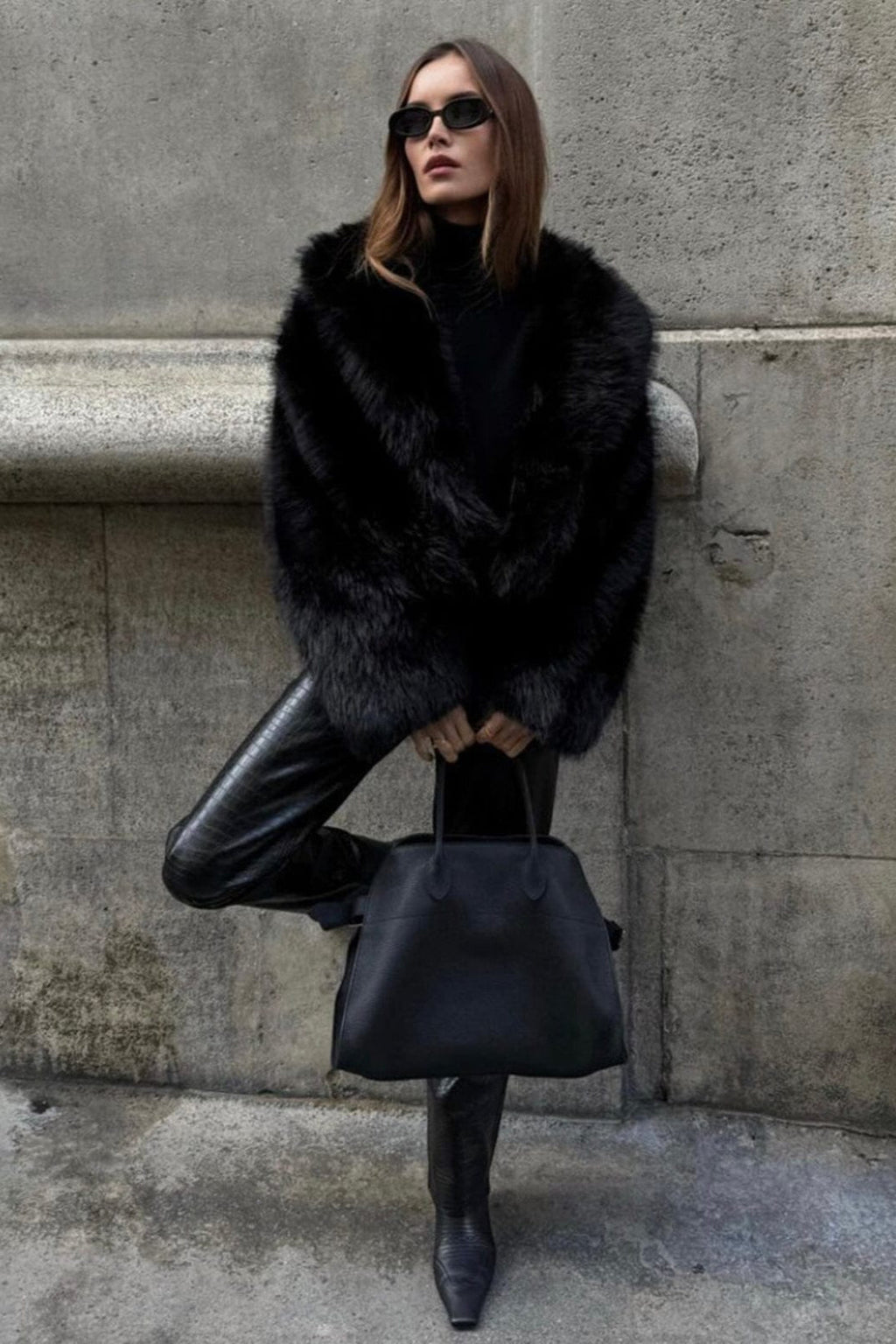 Faux Fur Jacket Women's Cropped Design with Soft Texture - Image 9