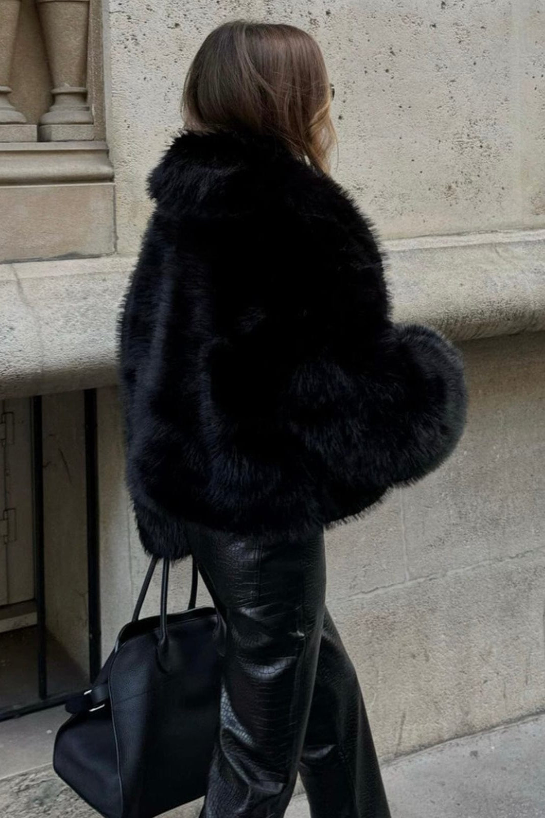 Faux Fur Jacket Women's Cropped Design with Soft Texture - Image 6