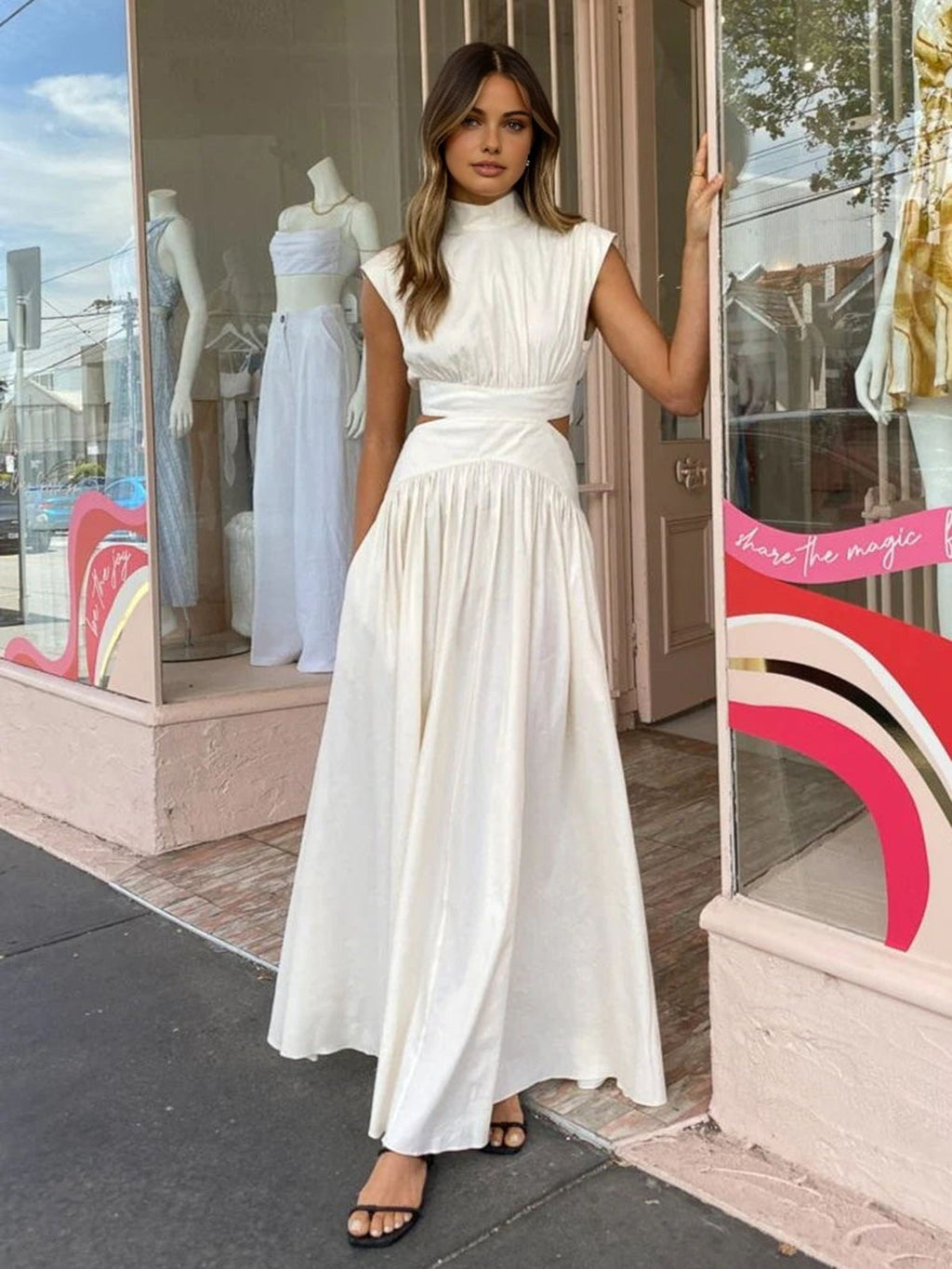 Hannah – Mock Neck Cut Out Long Dress - Image 2