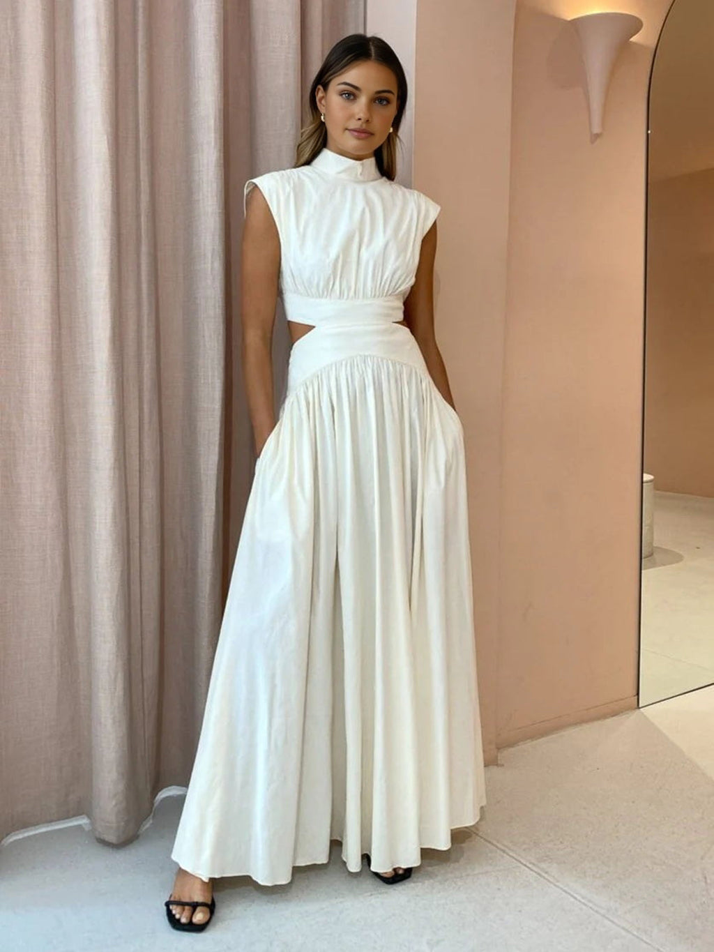 Hannah – Mock Neck Cut Out Long Dress - Image 3