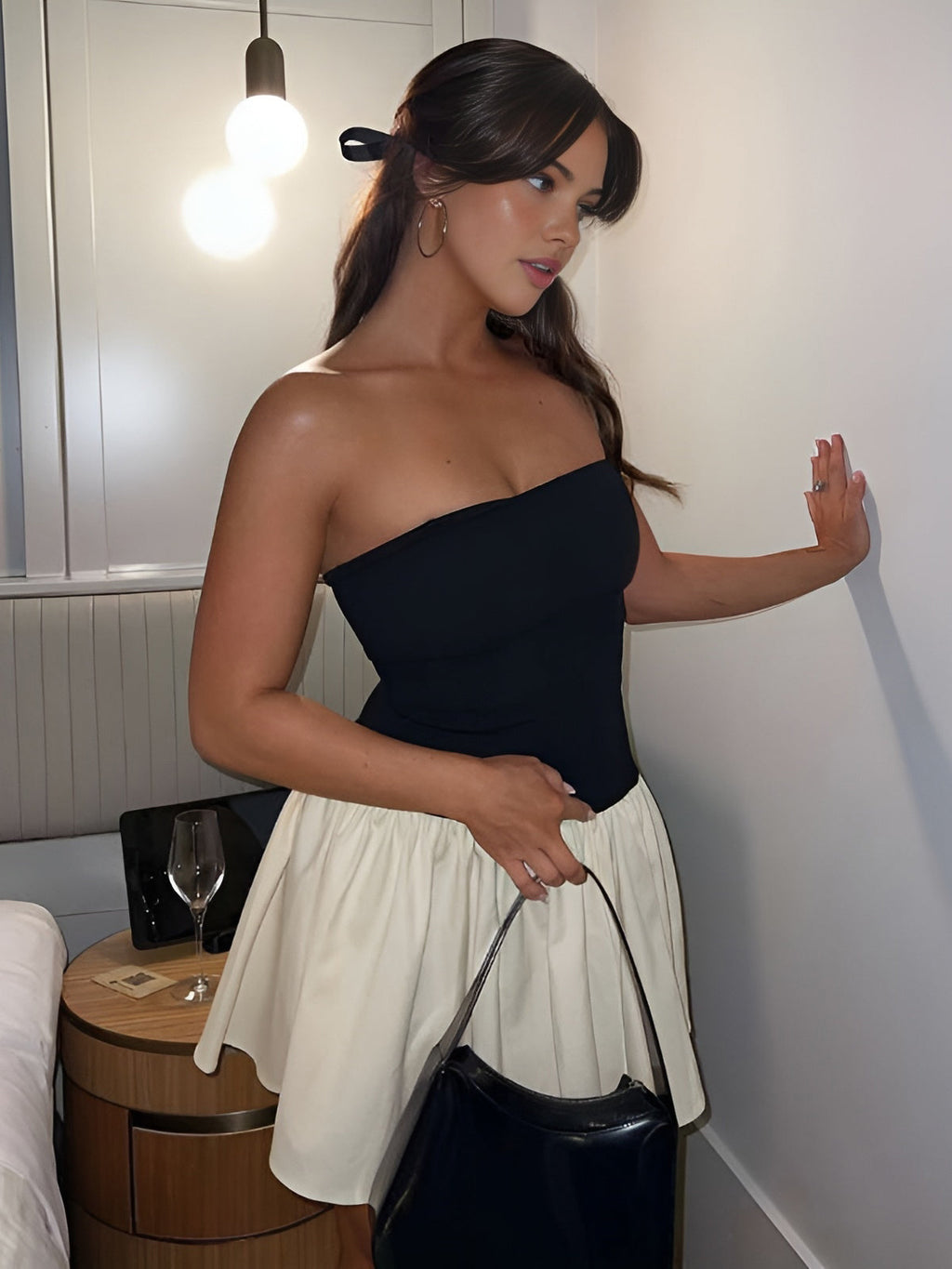 Lea – Patchwork Bustier Backless Short Dress - Image 4