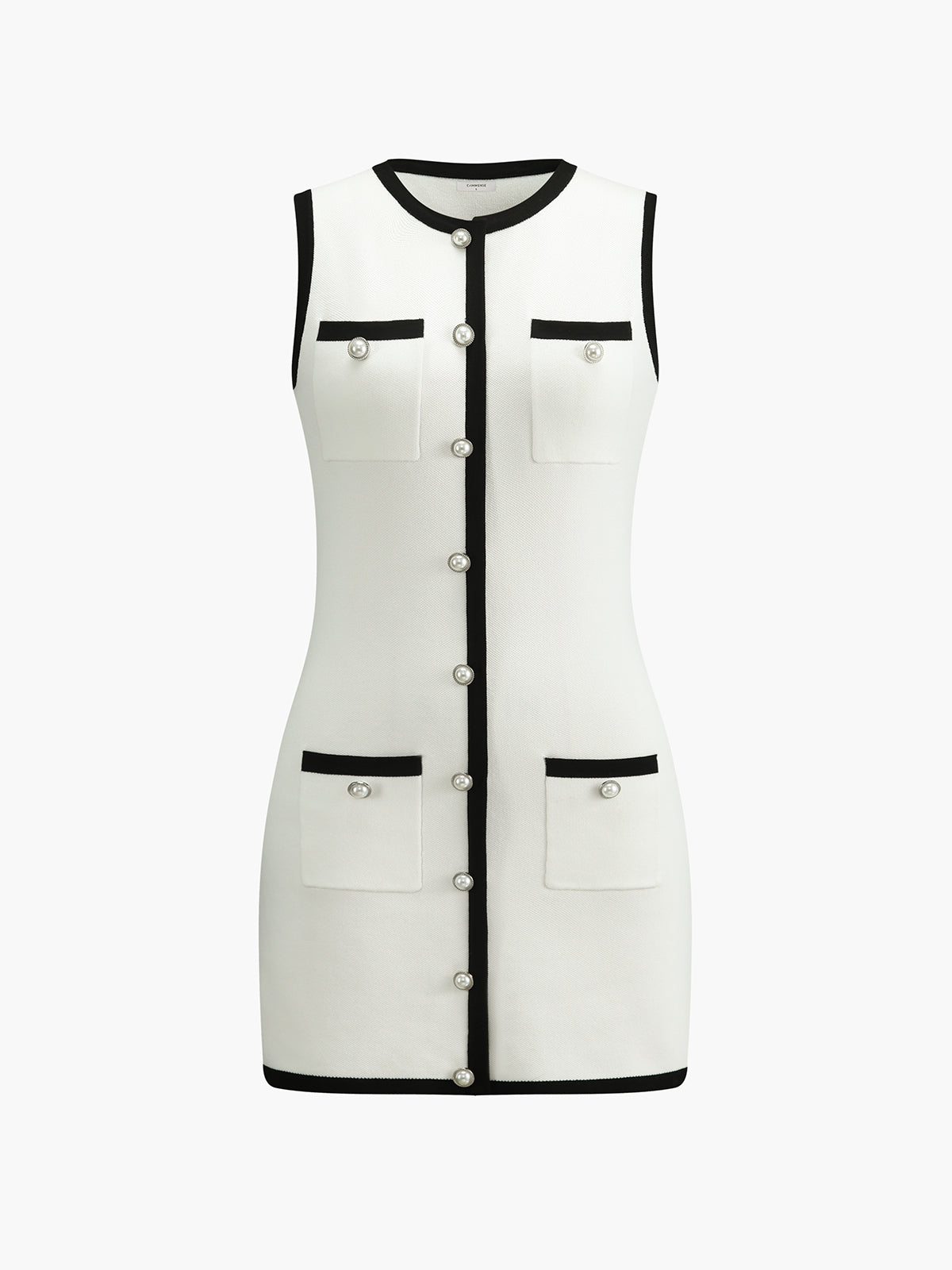 Zoe – Women Pearl Button Detail Dress - Image 2