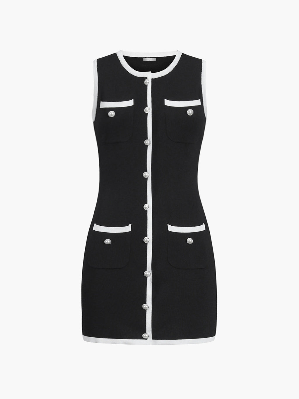 Zoe – Women Pearl Button Detail Dress - Image 5