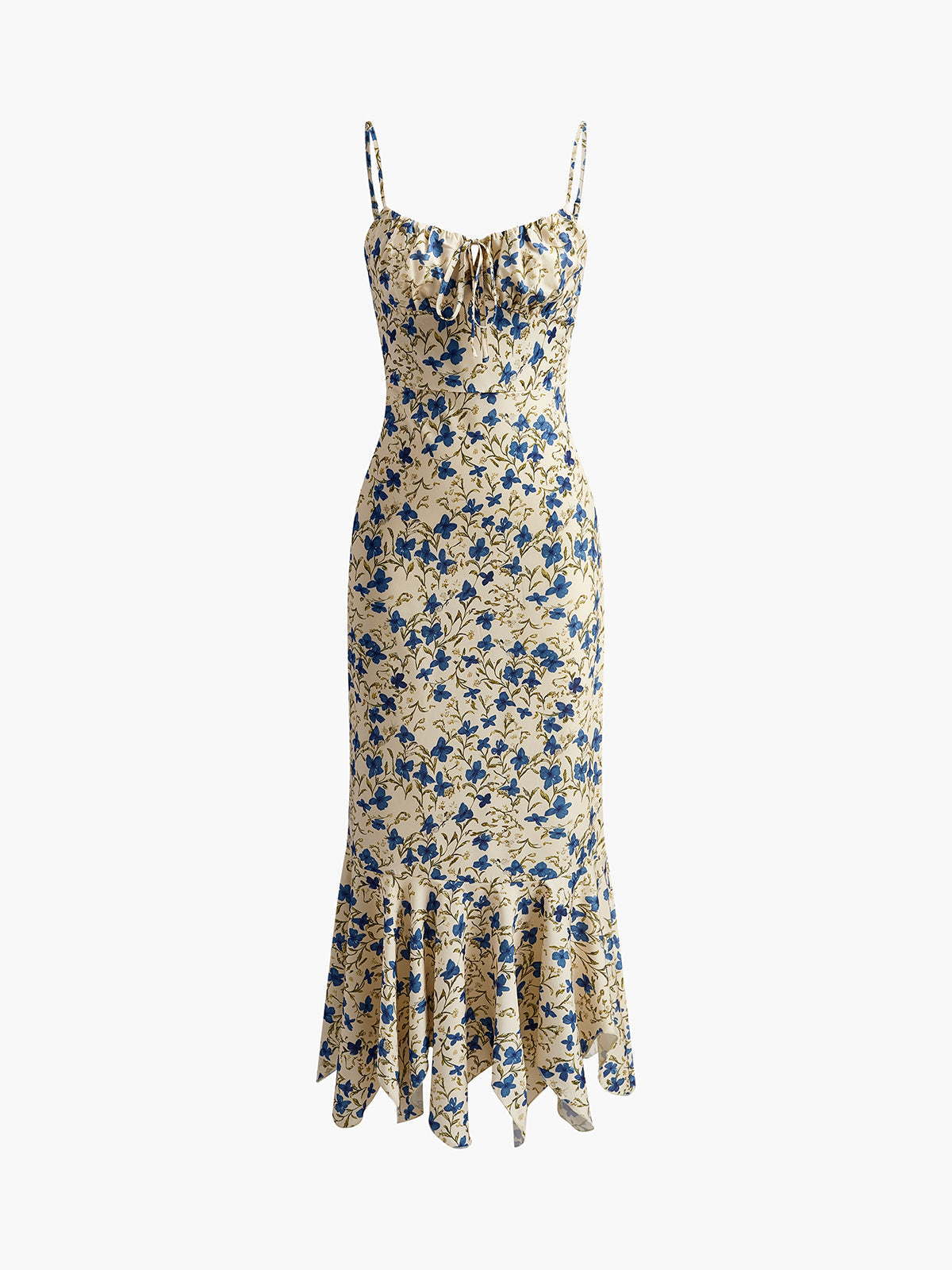 Mia – Floral Print Knotted Irregular Hem Long Dress - Image 6