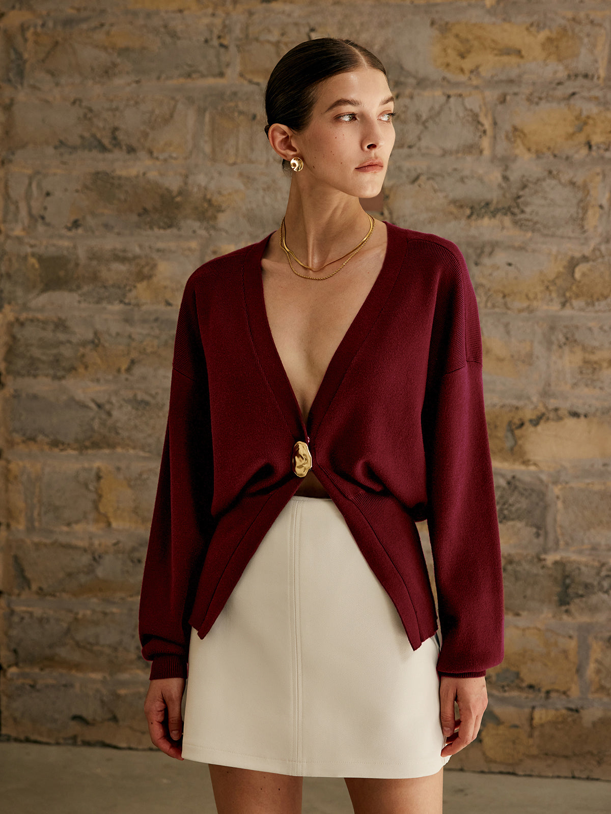 Paula – Golden Button Plain Cardigan - Image 10