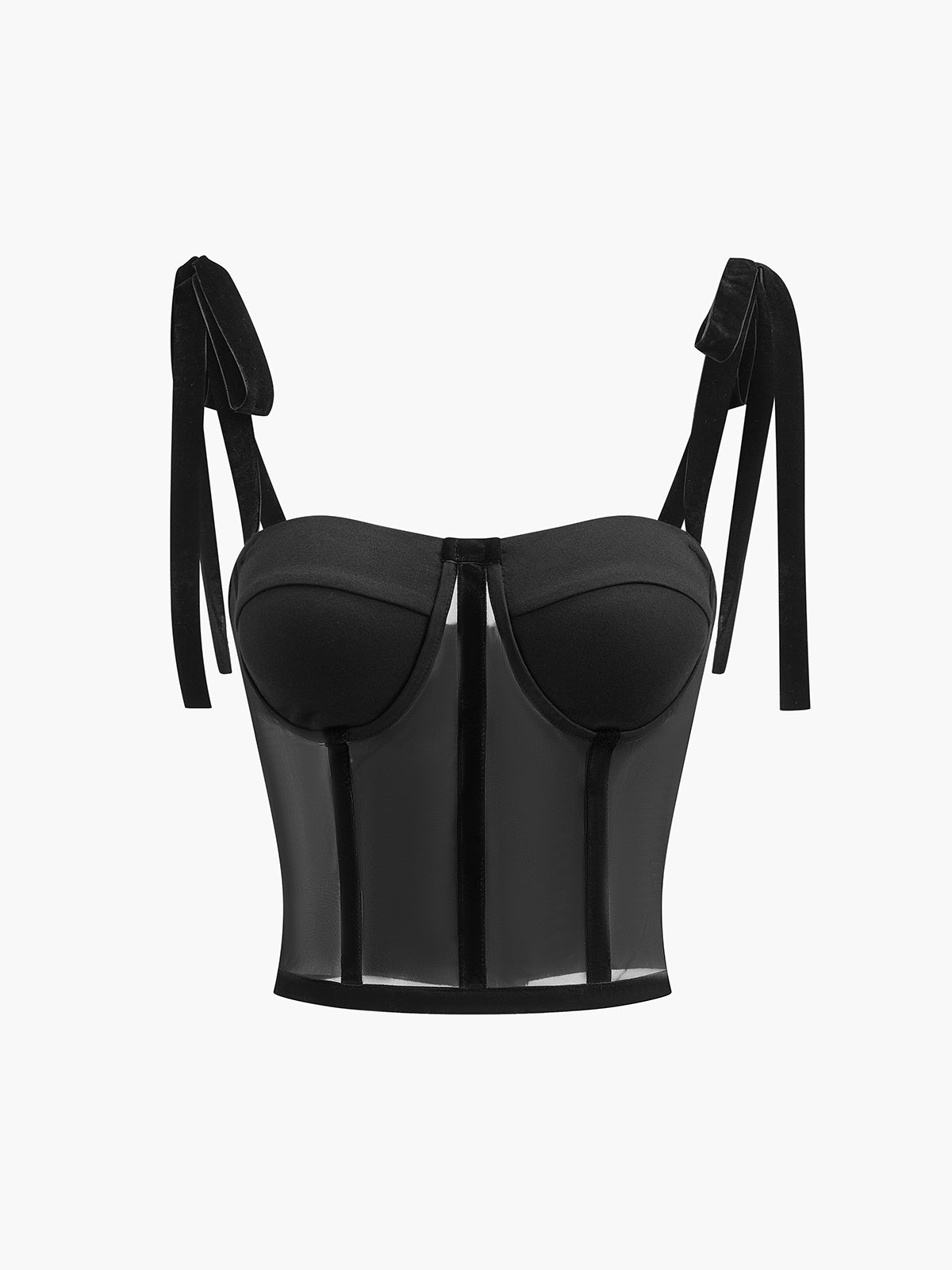 Clara – Semi-Sheer Tied Mesh Cami Blouse - Image 3
