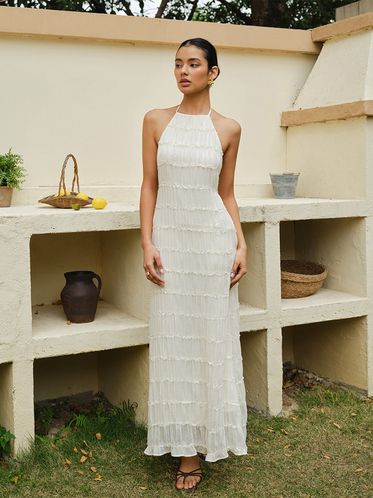 Annika –Halter Strappy Back Ruffled Dress - Image 2