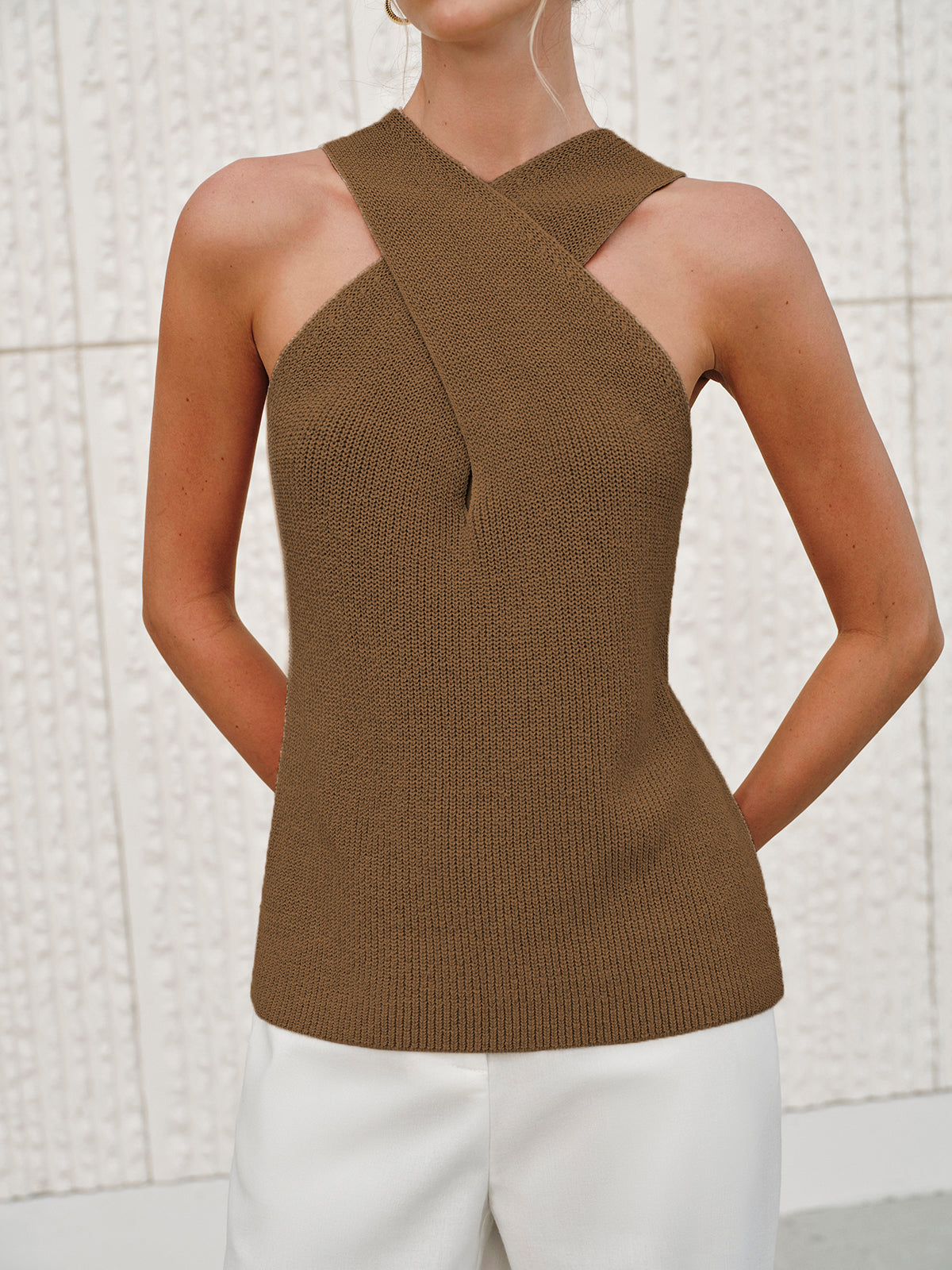 Sandra – Halter Cross-Over Collar Top - Image 10