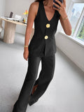 Irina – Button Split Sleeveless Pants Set - Image 6