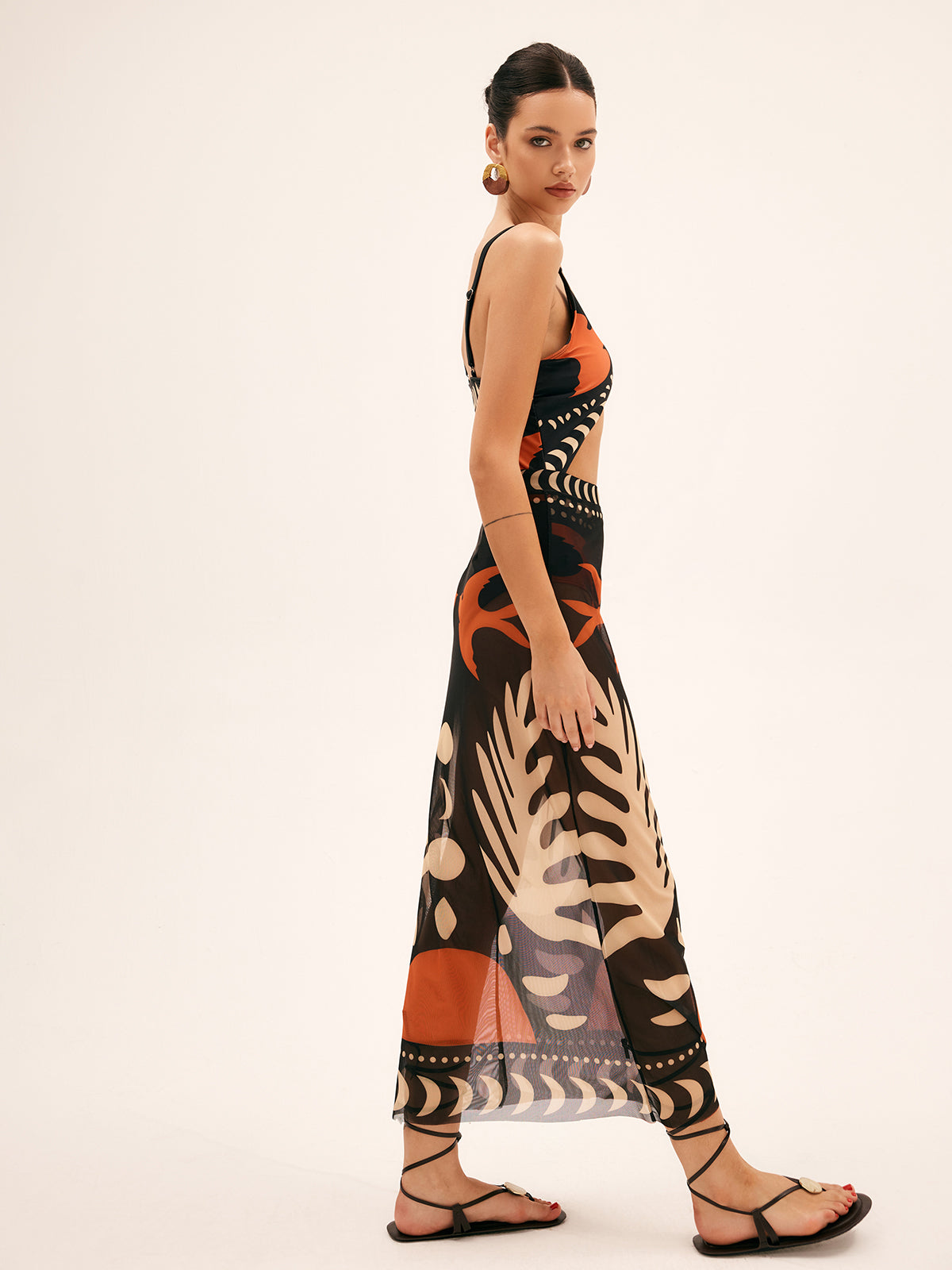 Ella – Bird Print Mesh Cover Up Dress - Image 5