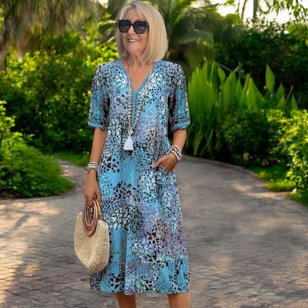 Nele – V-neck Half-sleeved Dress - Image 1