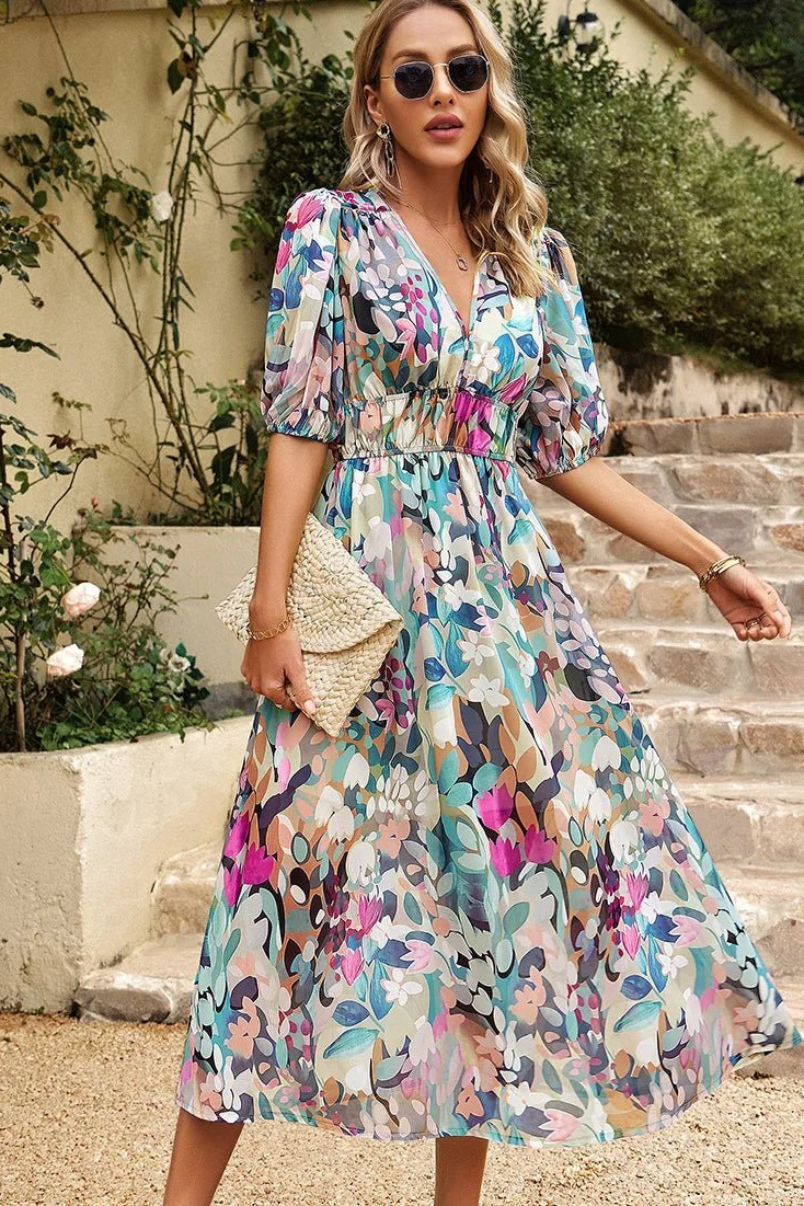 Charlotte – Floral Puff Sleeve Dress - Image 2
