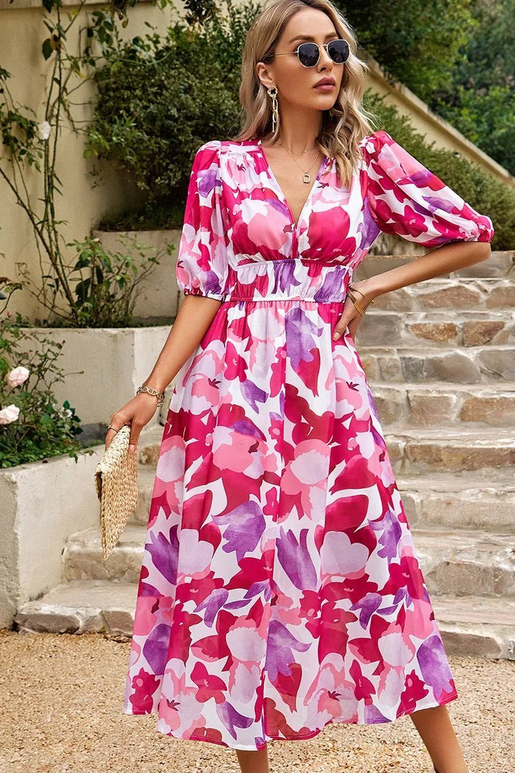 Charlotte – Floral Puff Sleeve Dress - Image 3